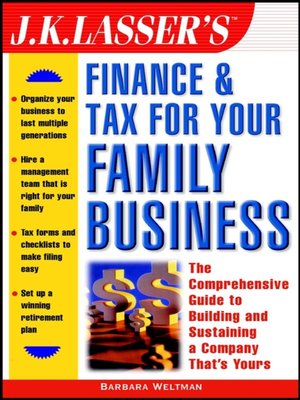 cover image of J.K. Lasser's Finance & Tax for Your Family Business